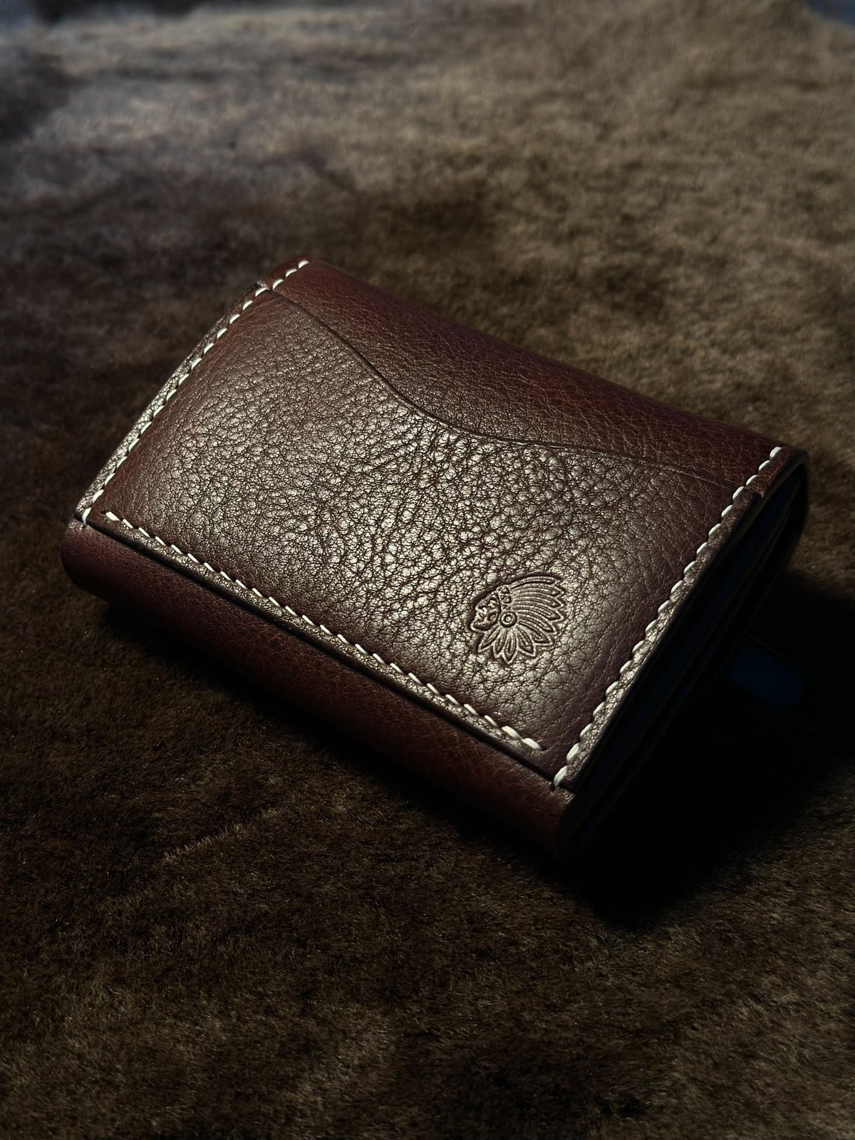 Handcrafted Leather Card Holder with Brass Snap