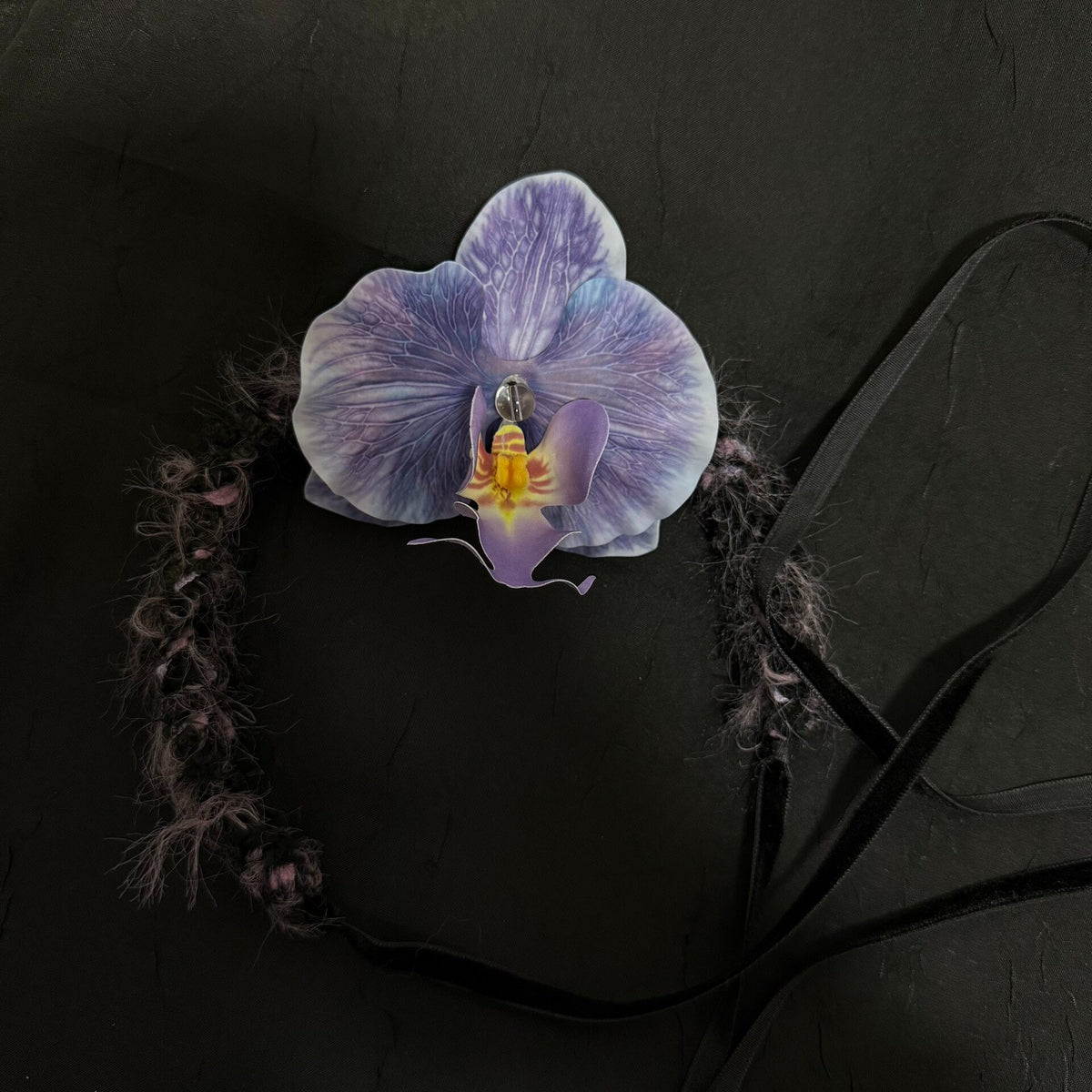 Handmade Orchid Choker Necklace Purple