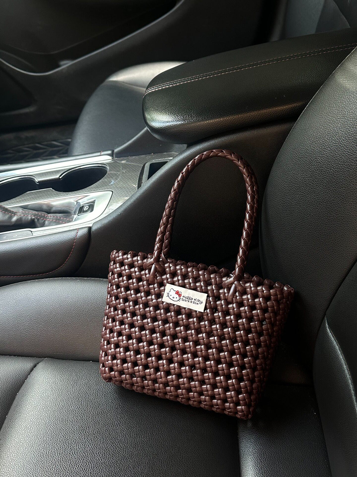 Handwoven Rattan Tote Bag Coffee Brown