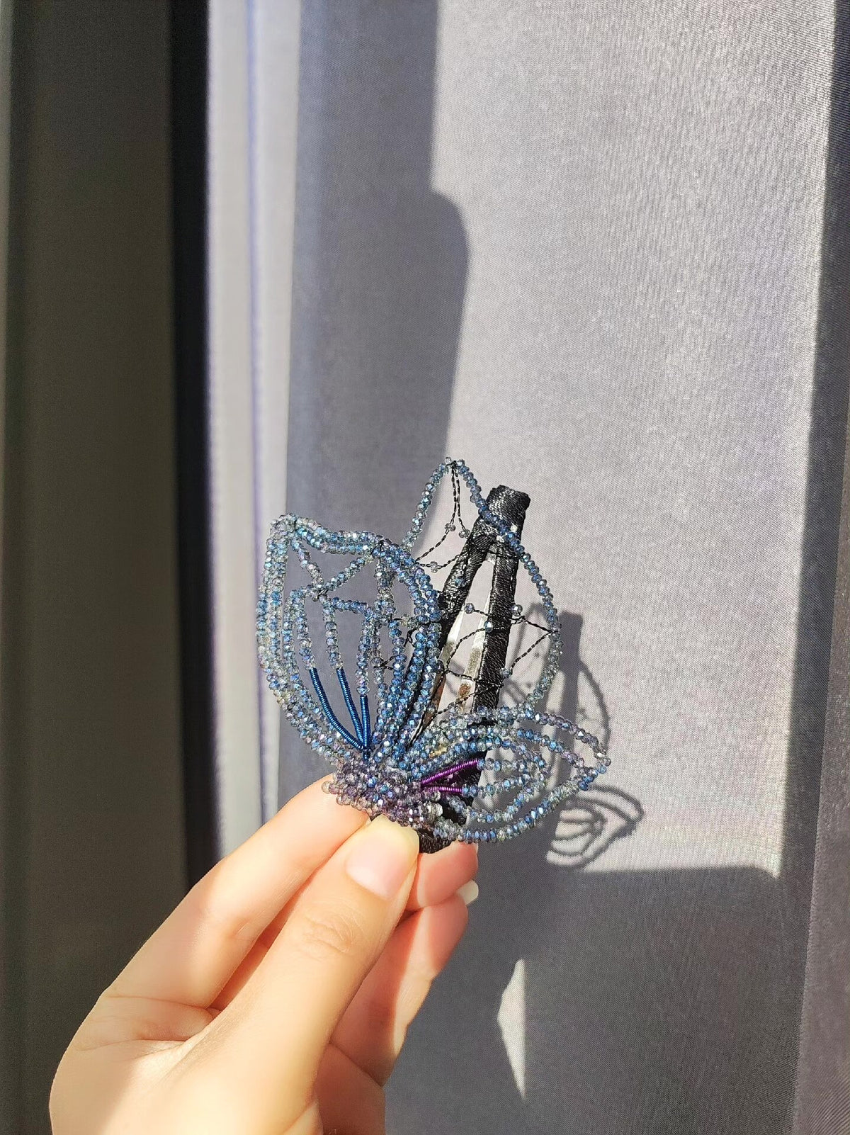 Half Butterfly Hair Clip with Beaded Wings