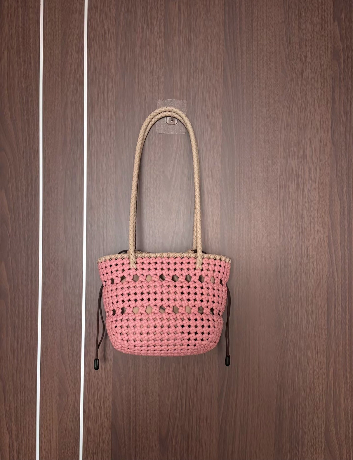 Sakura Pink Handwoven Macrame Tote Bag