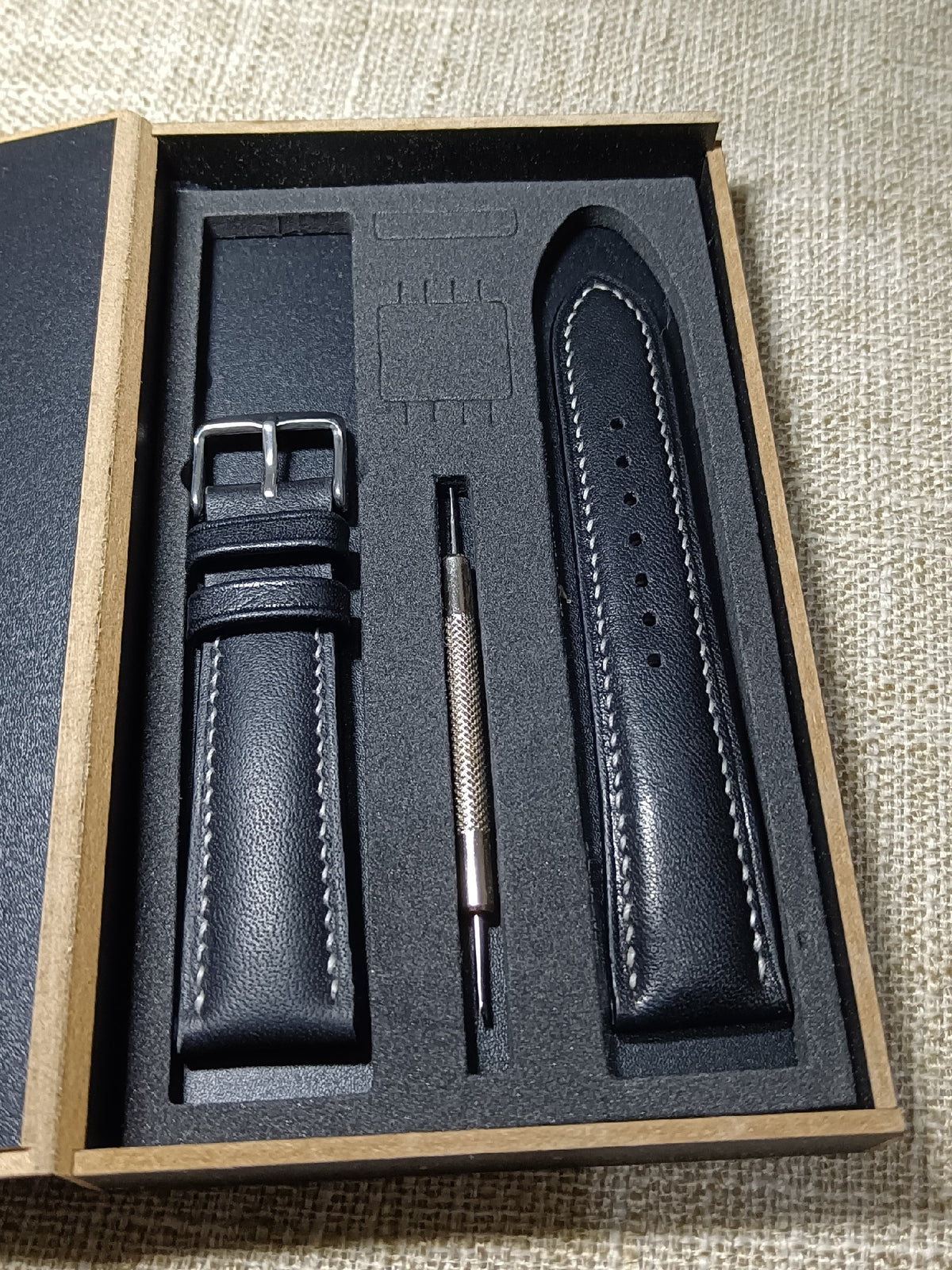 Black Italian Leather Watch Strap