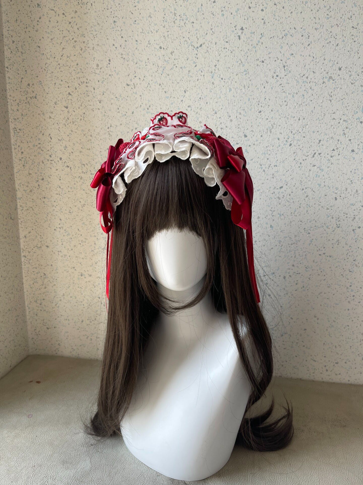 Handmade Lolita Headband Red Strawberry Lace
