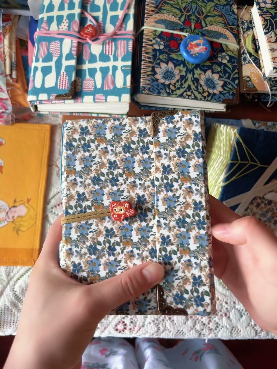 Handmade Floral Fabric Notebook with Coptic Stitching