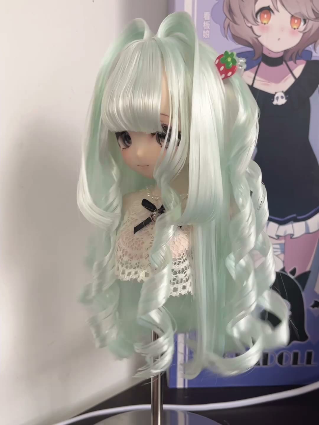 Doll Wig Pastel Mint Twin Tails