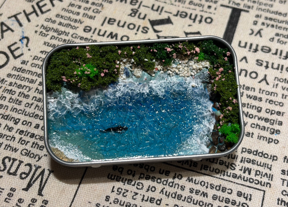 Handcrafted Miniature Landscape Tin Box Coastal Scene