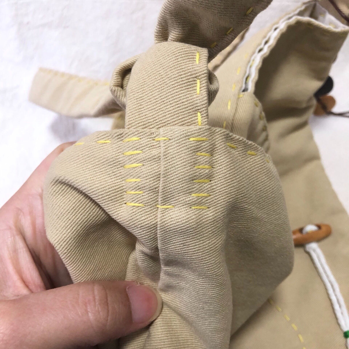 Beige Khaki Canvas Crossbody Shoulder Bag