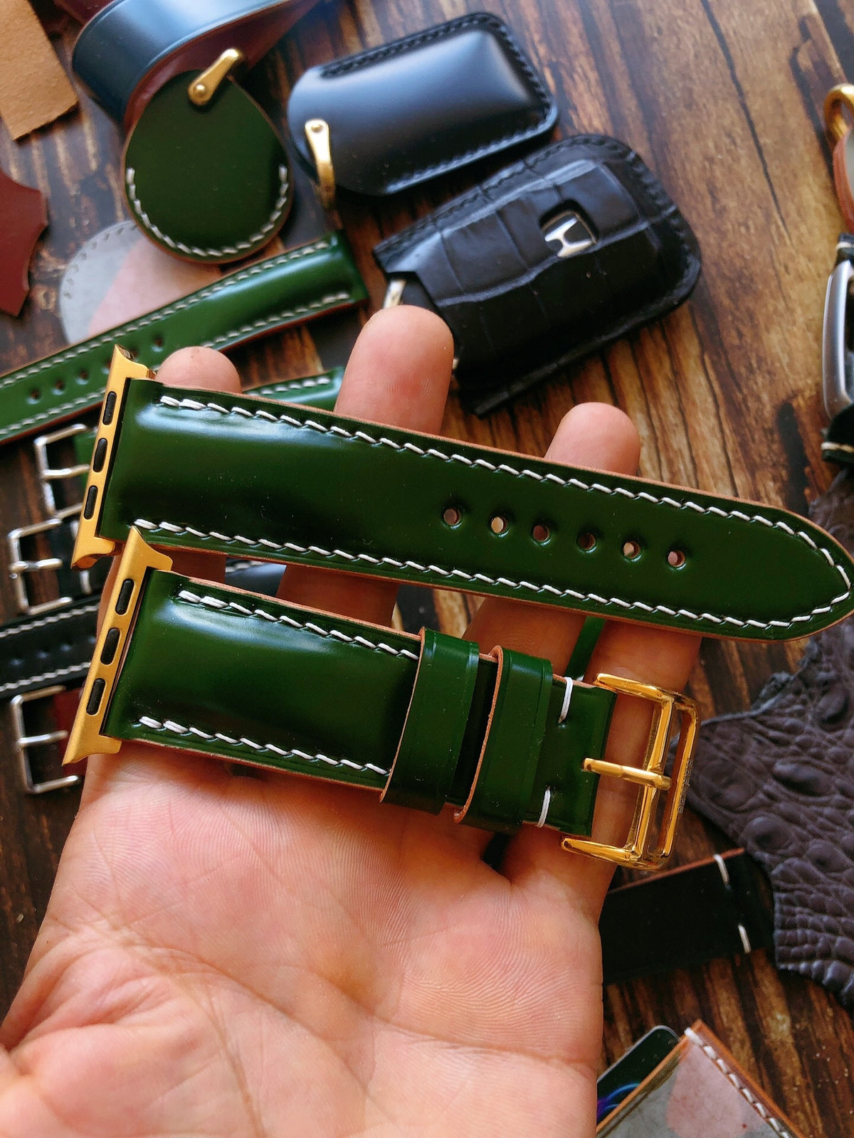 Japanese Shell Cordovan Apple Watch Strap Green