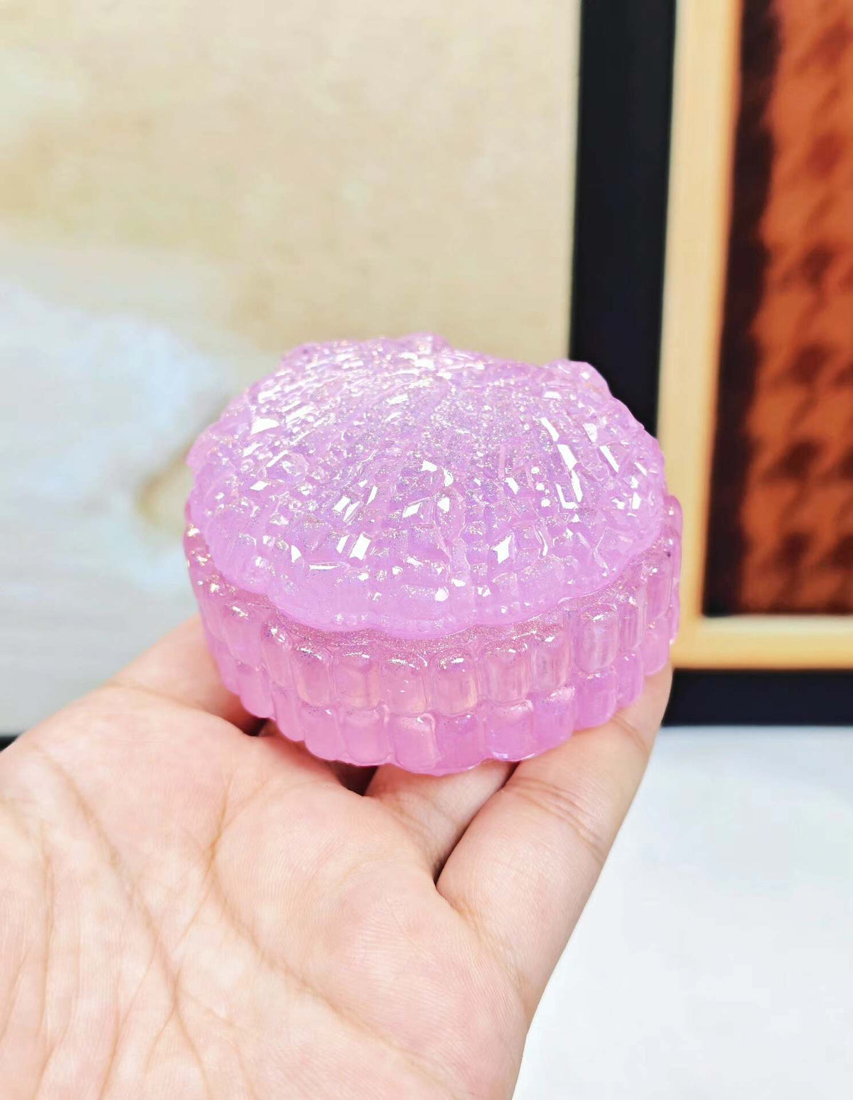 Handmade Purple Resin Shell Storage Box