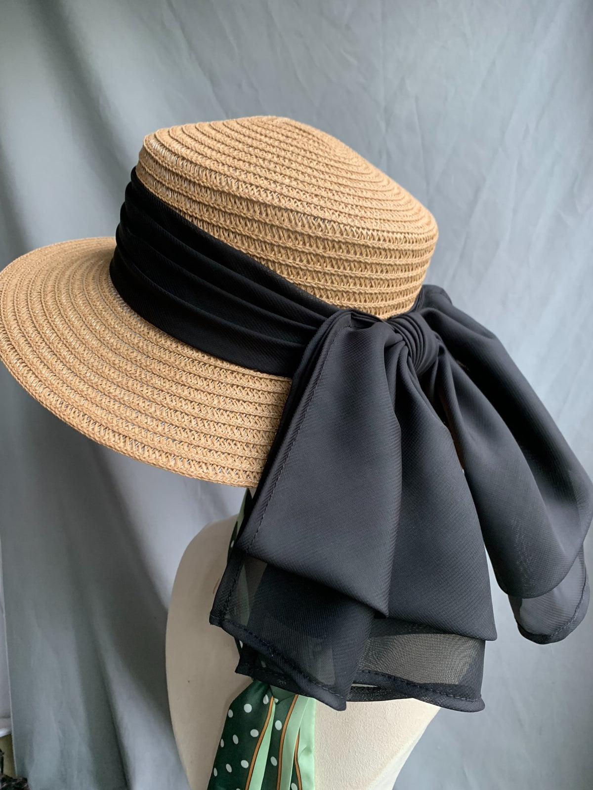 French Bow Wide Brim Straw Sun Hat