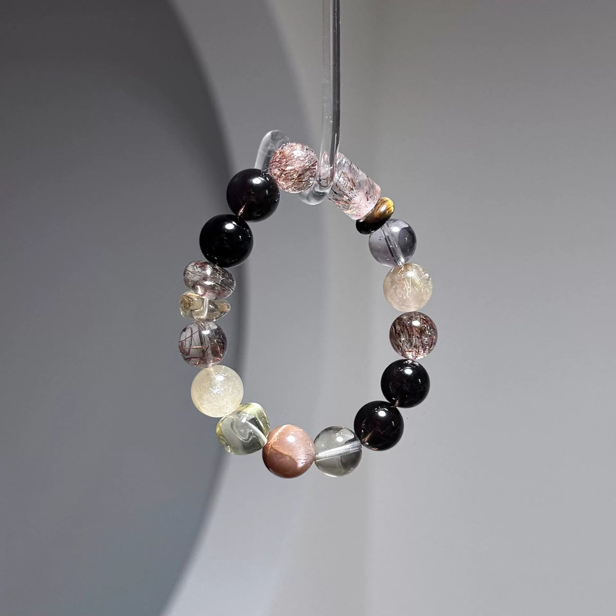 Bracciale in cristallo super seven nero oro 12 mm