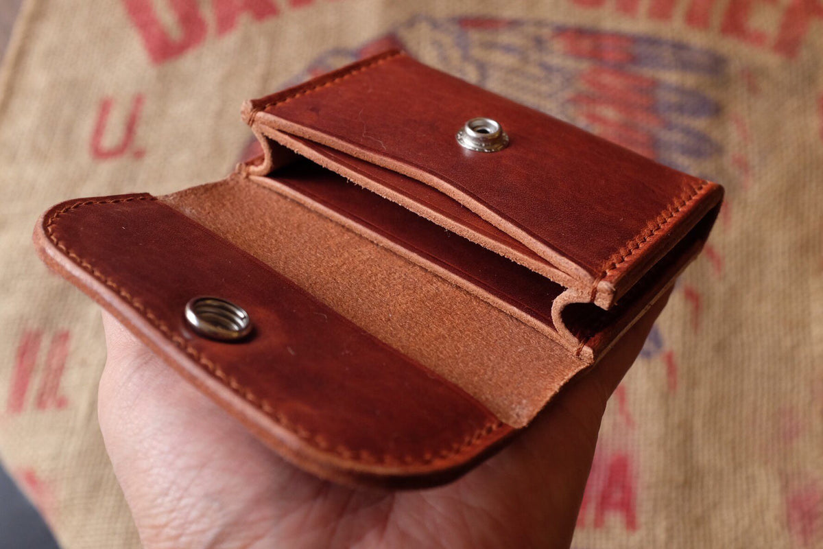 Horween Leather Wallet with Coin Button