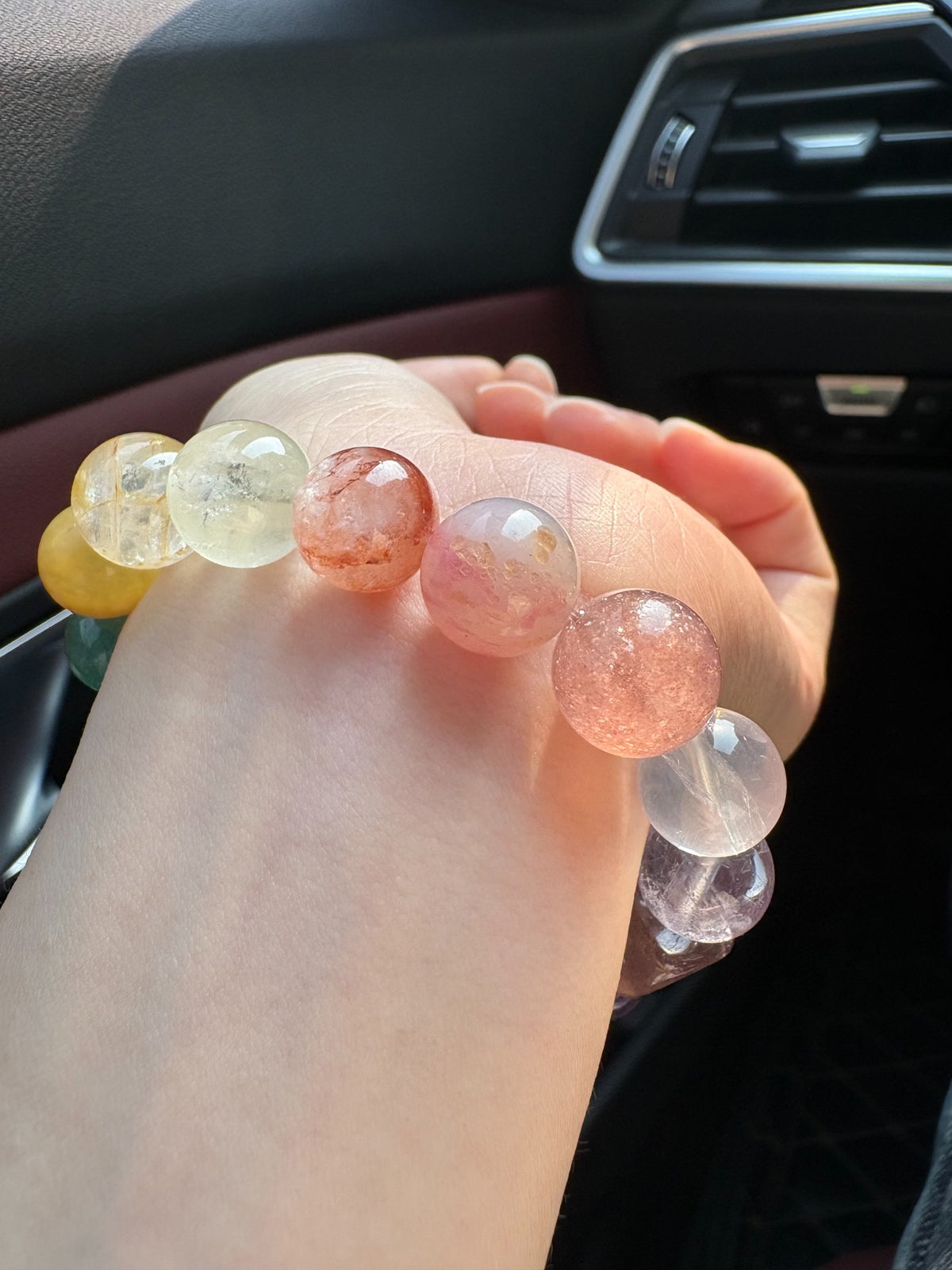 Rainbow Crystal Beaded Bracelet 11-12mm