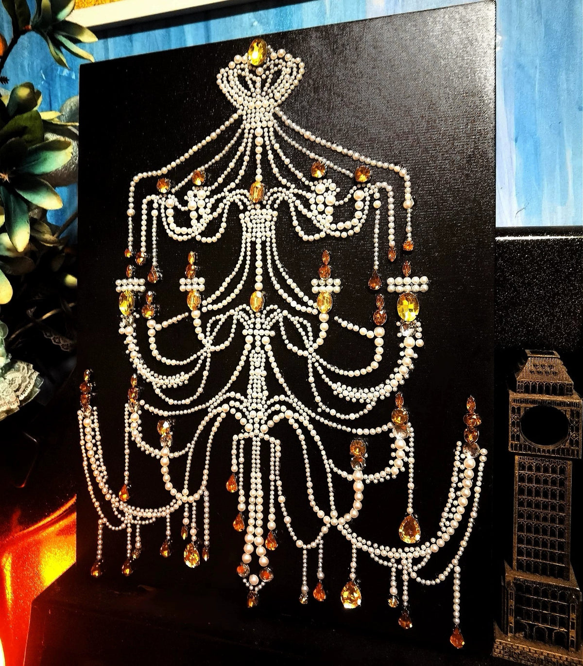 Crystal Chandelier Pearl Wall Art 40cm