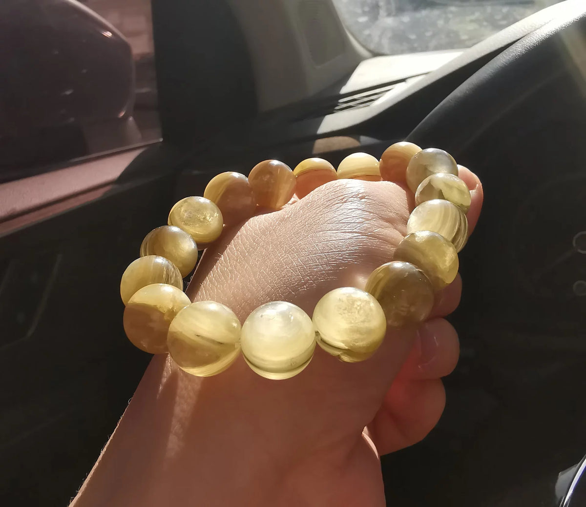 Golden Cat Eye Crystal Bead Bracelet 12mm
