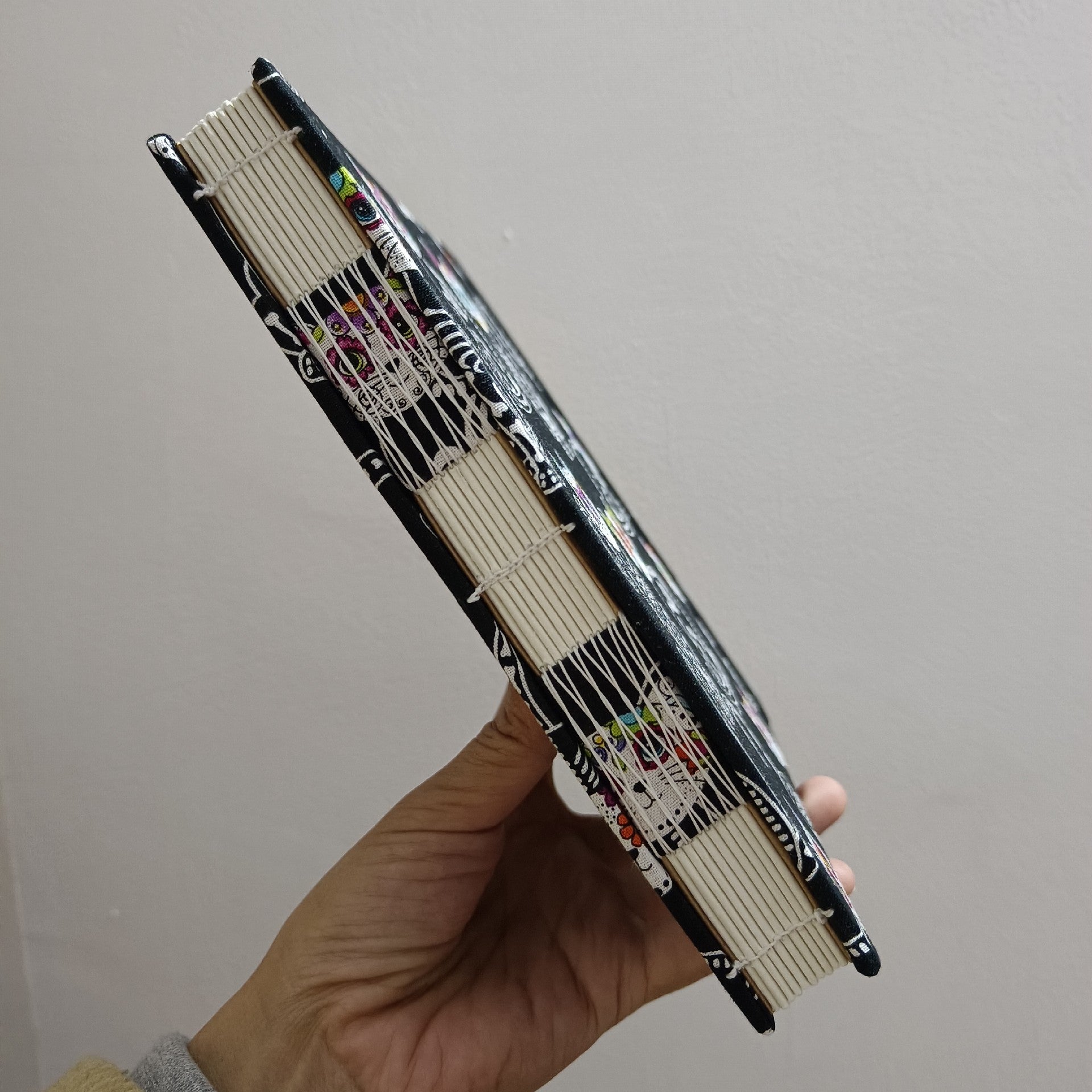 Customizable Handmade Watercolor Sketchbook with Skeletal Cat Cover