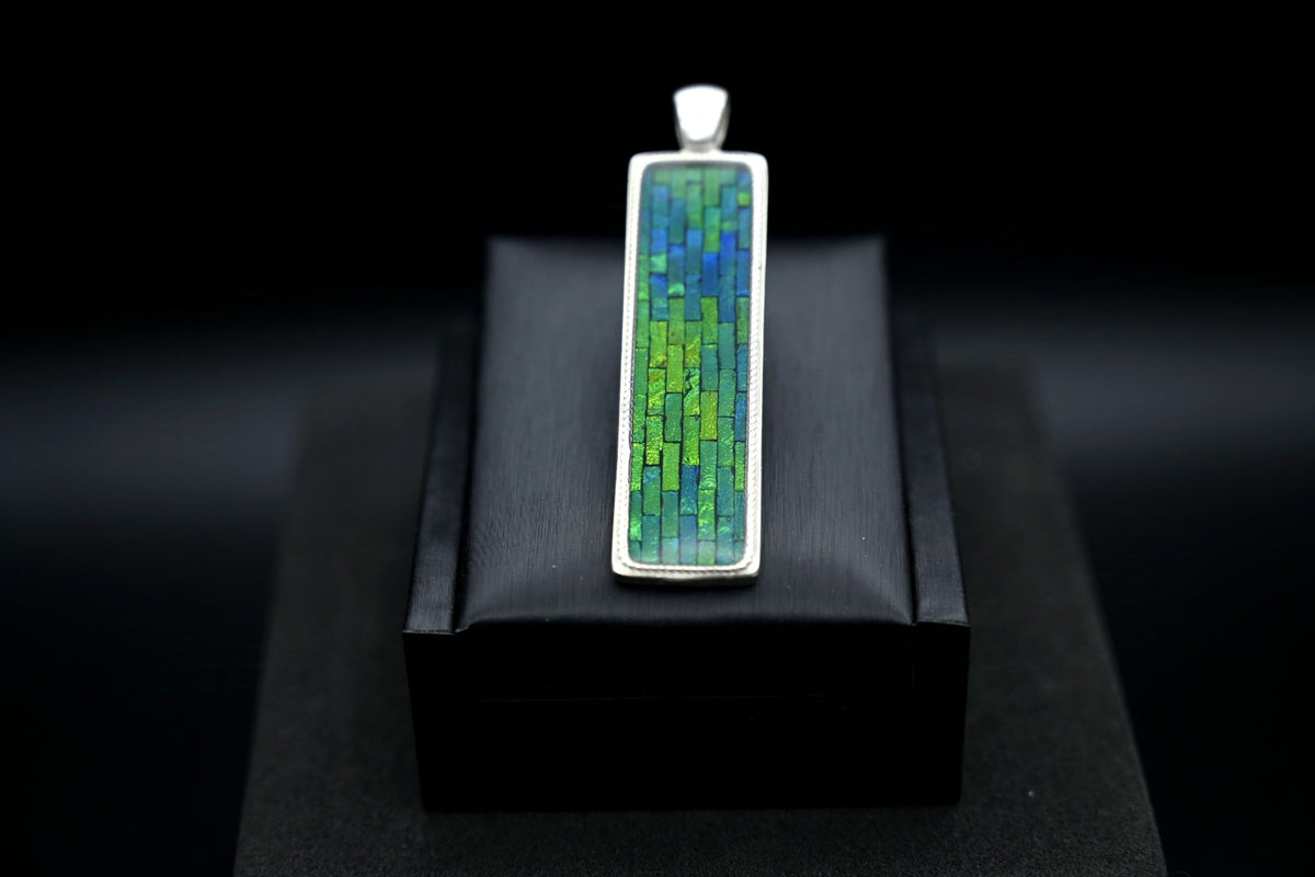Pure Silver Beetle Wing Mosaic Pendant