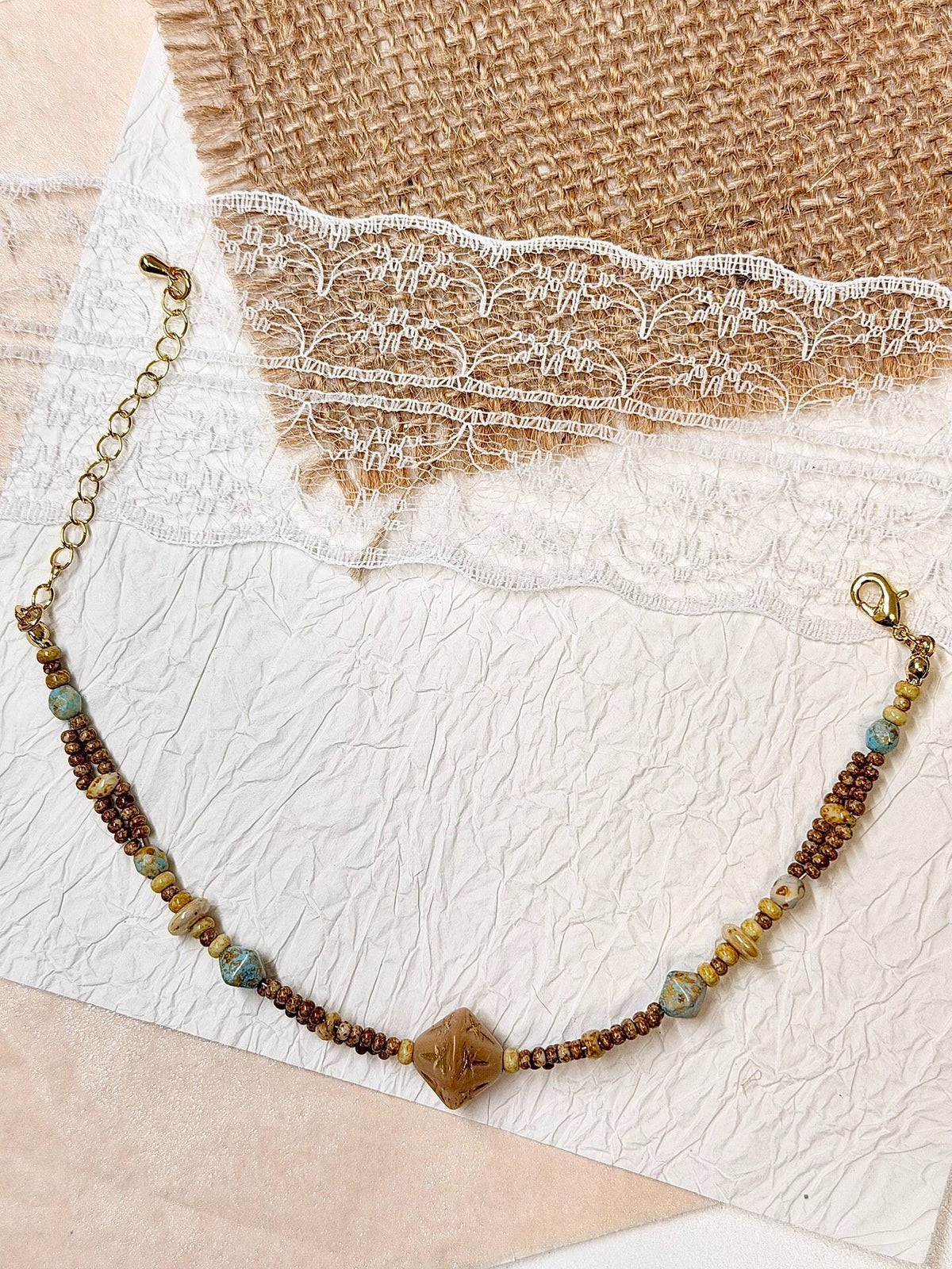 Handcrafted Czech Bead Chain Bracelet