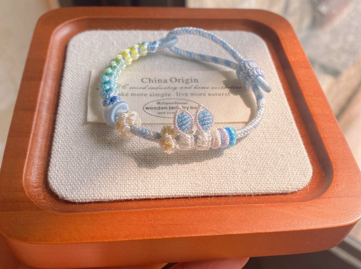 Light Blue Rabbit Ear Woven Bracelet