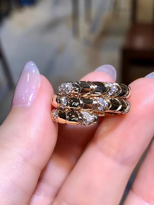 18K Gold Diamond Snake Ring