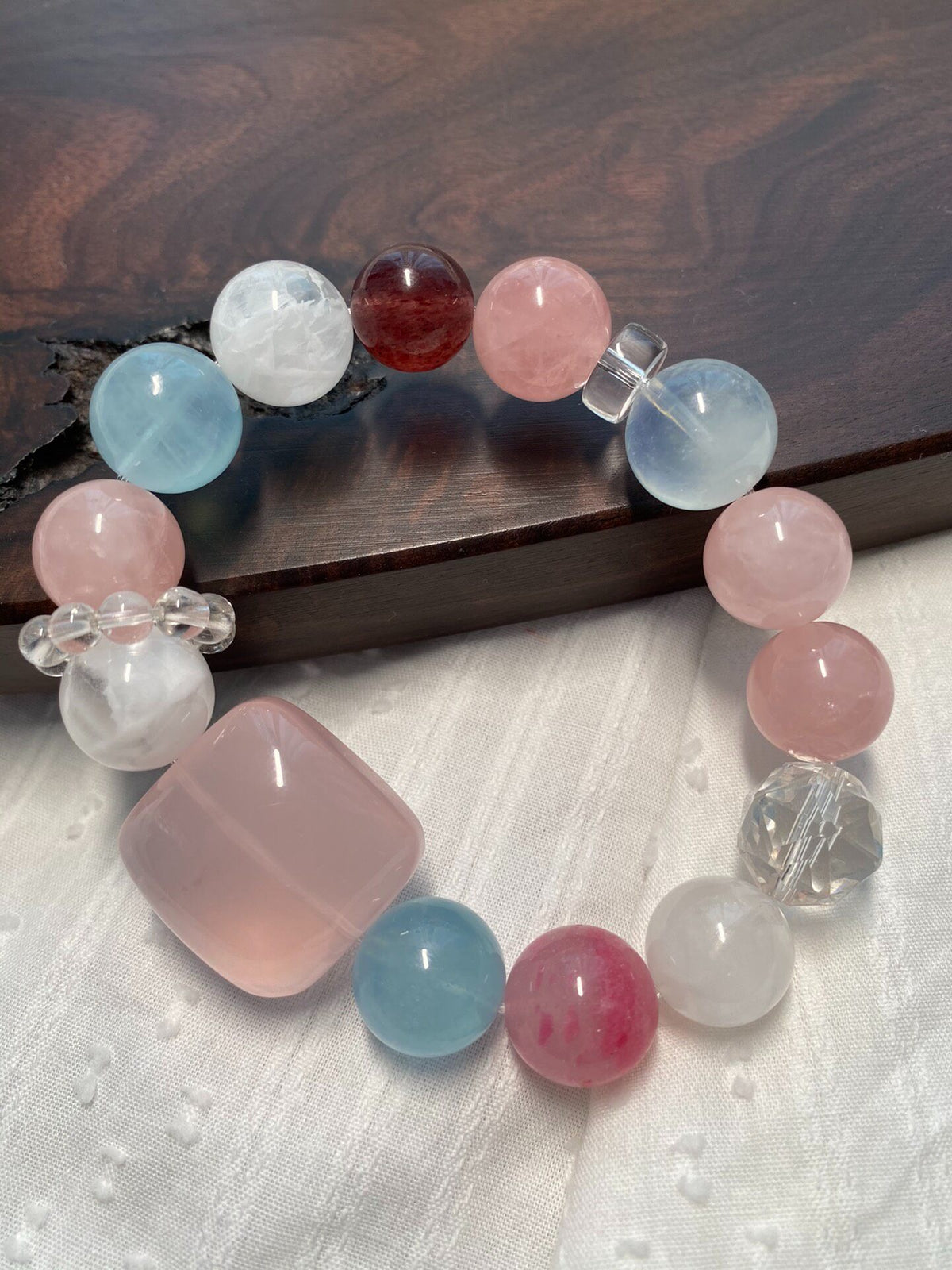 Multi-Gemstone Crystal Bracelet with Rose Quartz