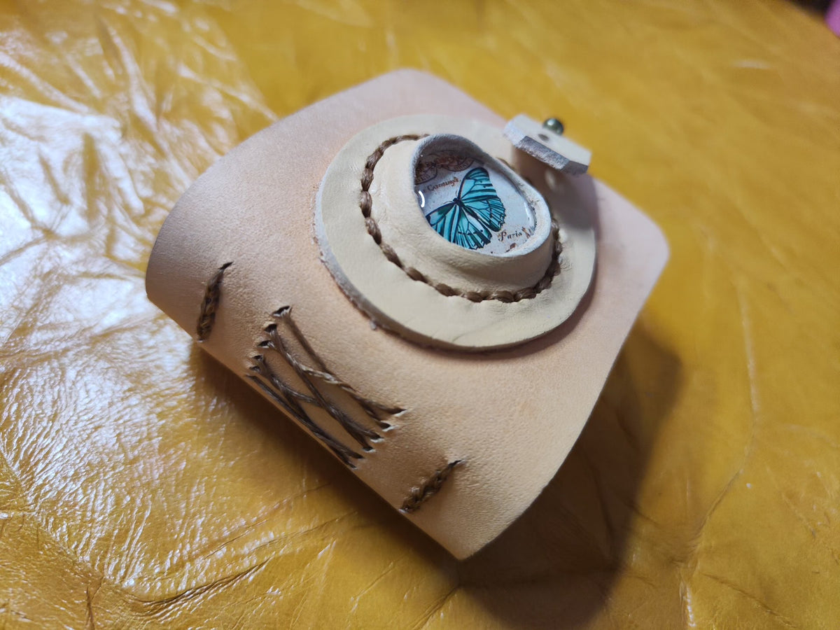 Handmade Cowhide Journal with Butterfly Design