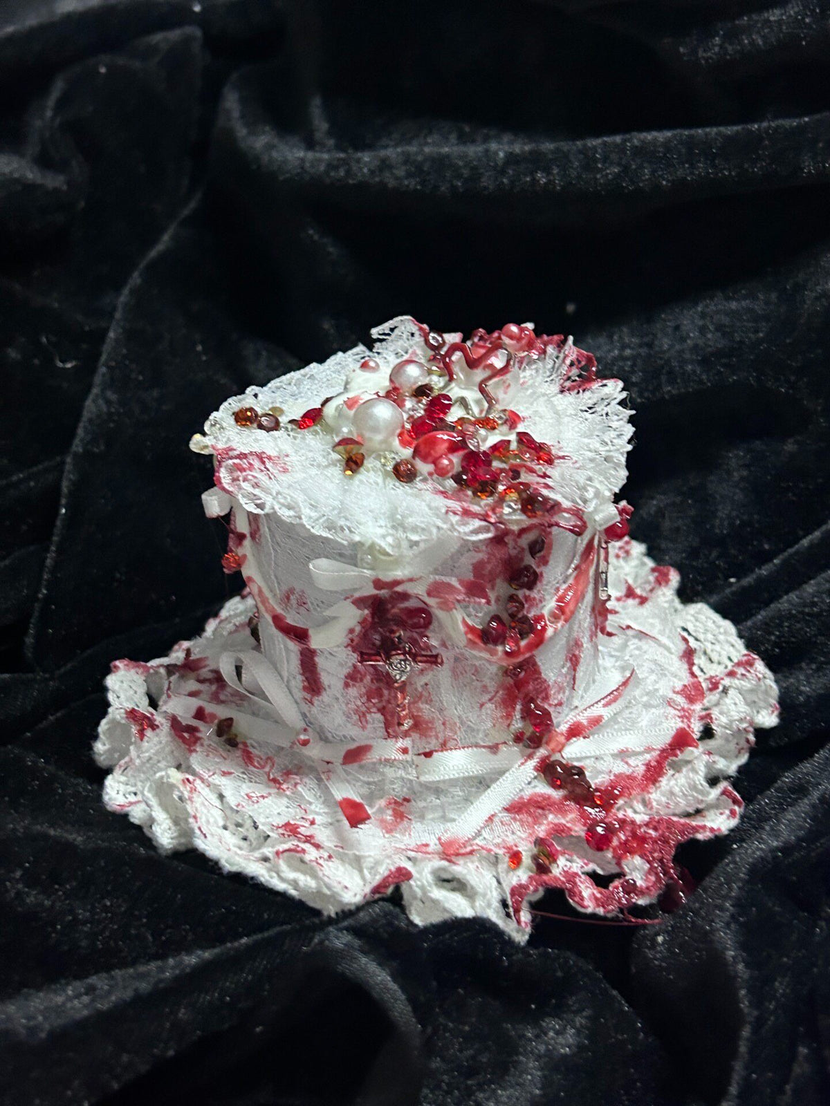 Cartola Miniatura Gótica com Aba de Renda