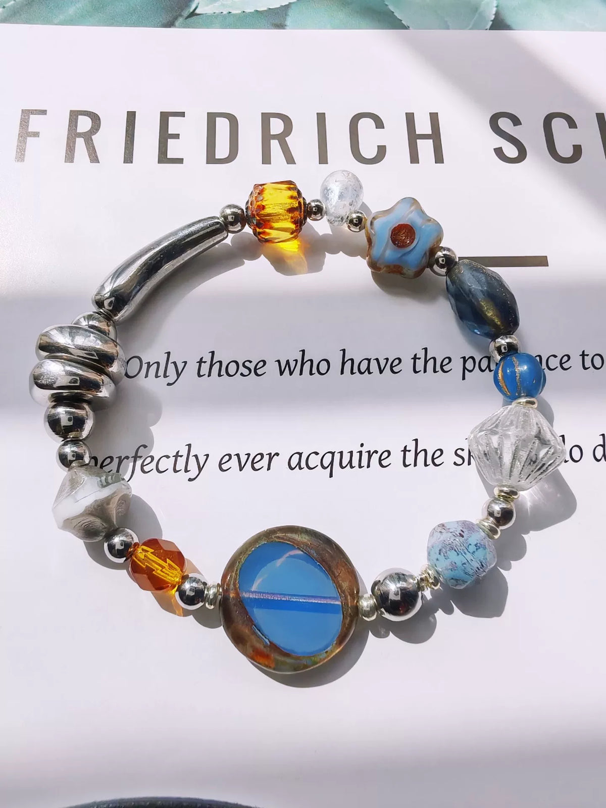Blue Amber pärlband i tjeckiskt glas