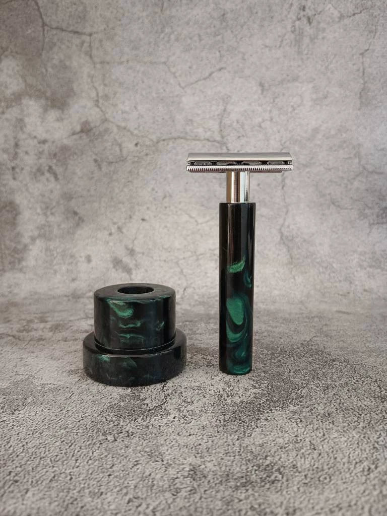Handmade Double Edge Safety Razor Marbled Resin Handle