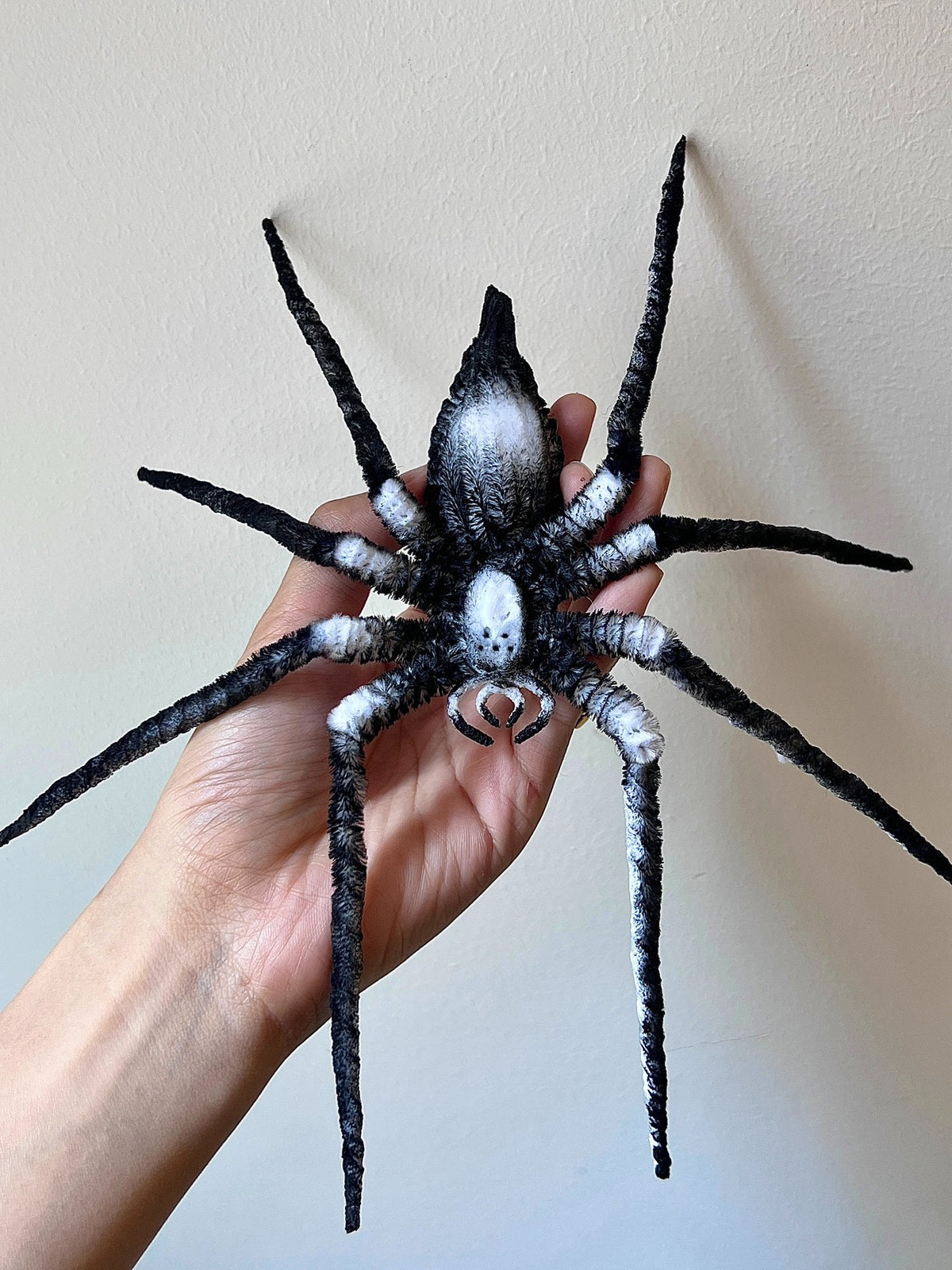 Chenille Stem Spider Figure Black White