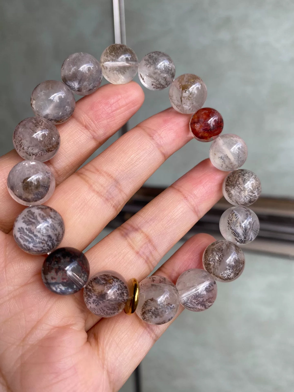 Armband mit Dendritenquarz-Kristallperlen