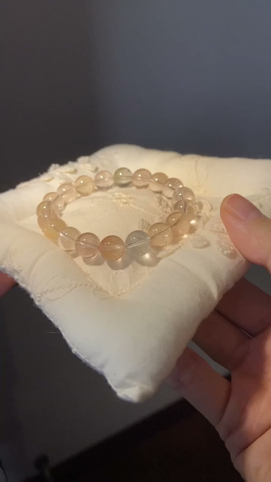 9mm Rabbit Hair Crystal Bead Bracelet