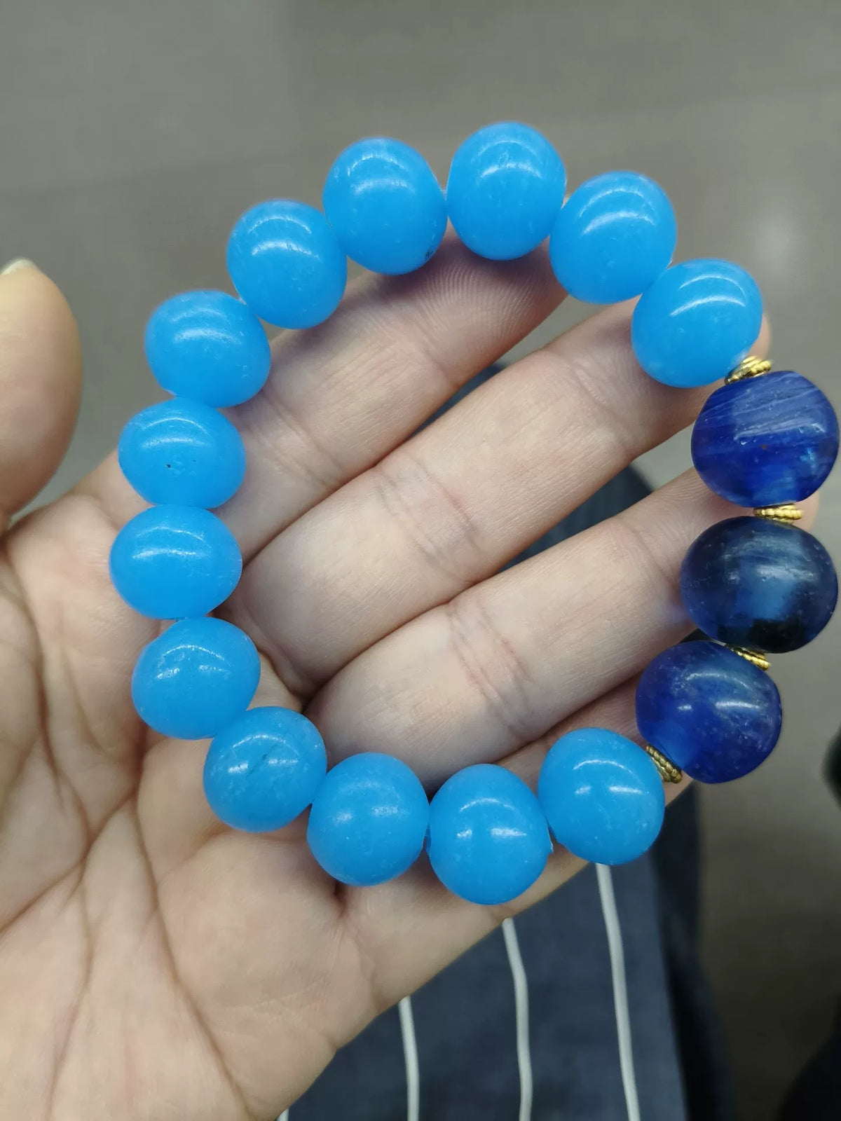 Sky Blue Old Glass Beaded Bracelet