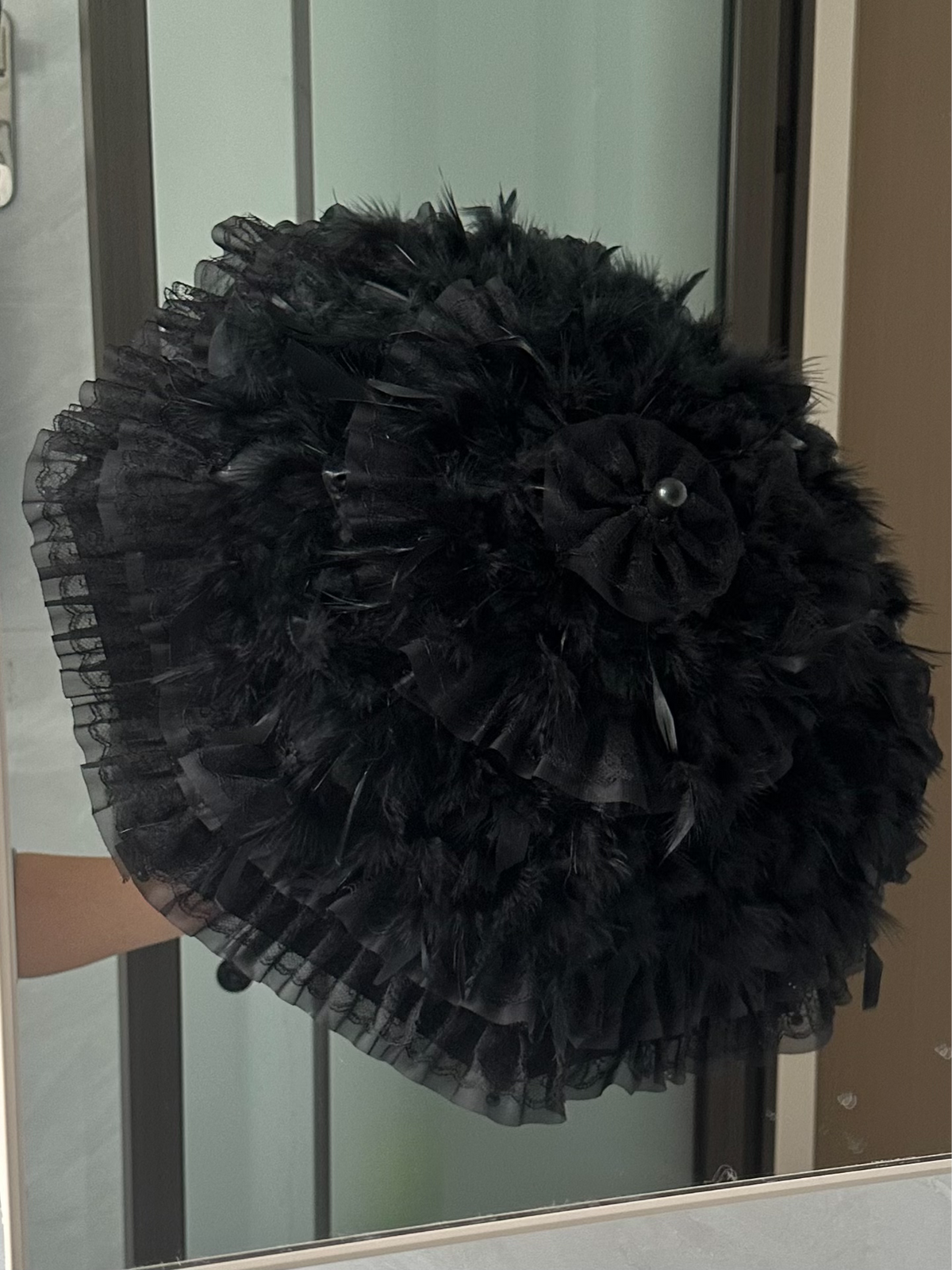 Black Feather Lace Decorative Parasol