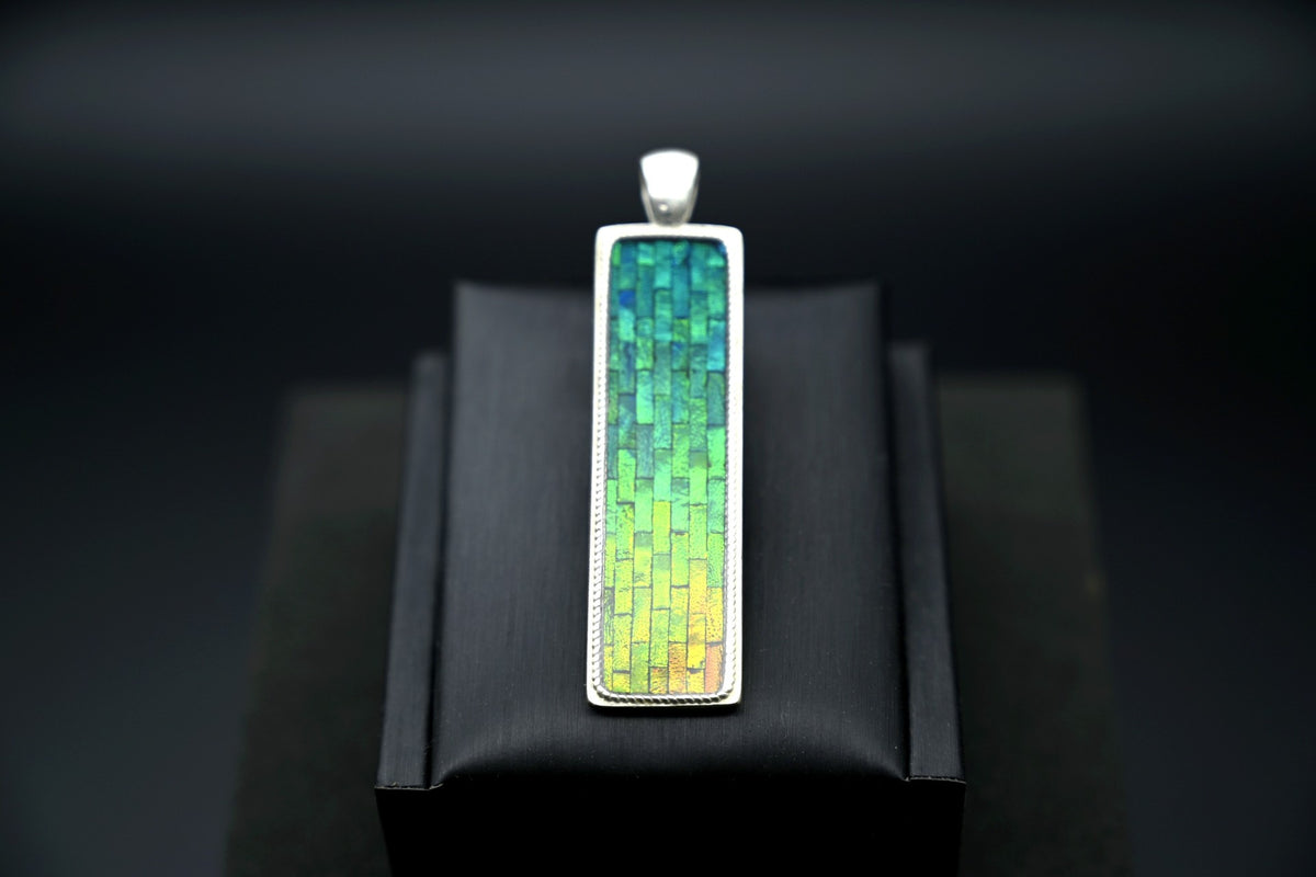 Pure Silver Beetle Wing Mosaic Pendant