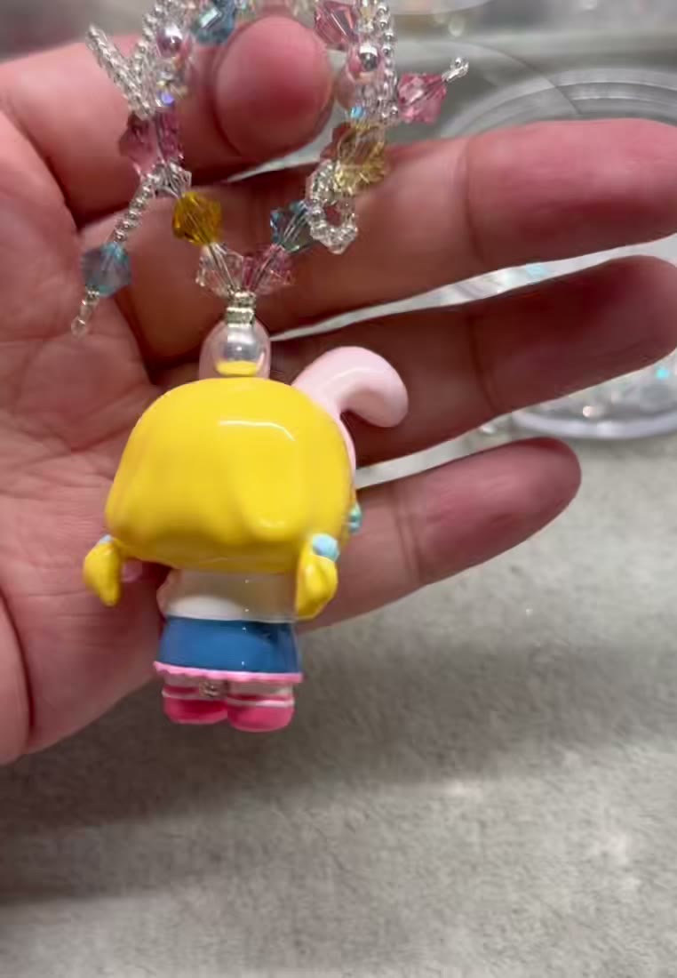 Handmade Beaded Phone Strap with Rabbit Girl Figurine