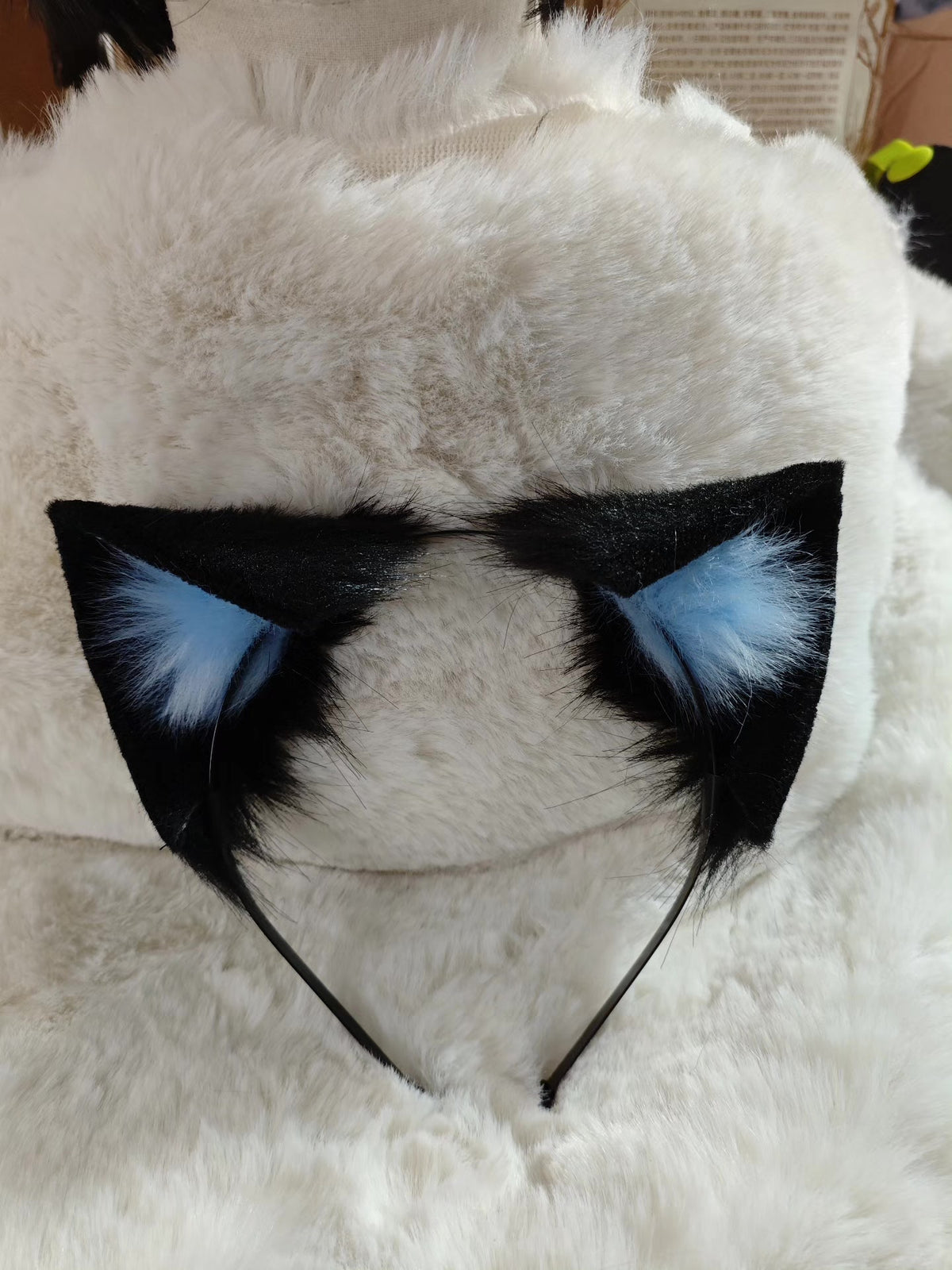 Black Blue Cat Ear Headband