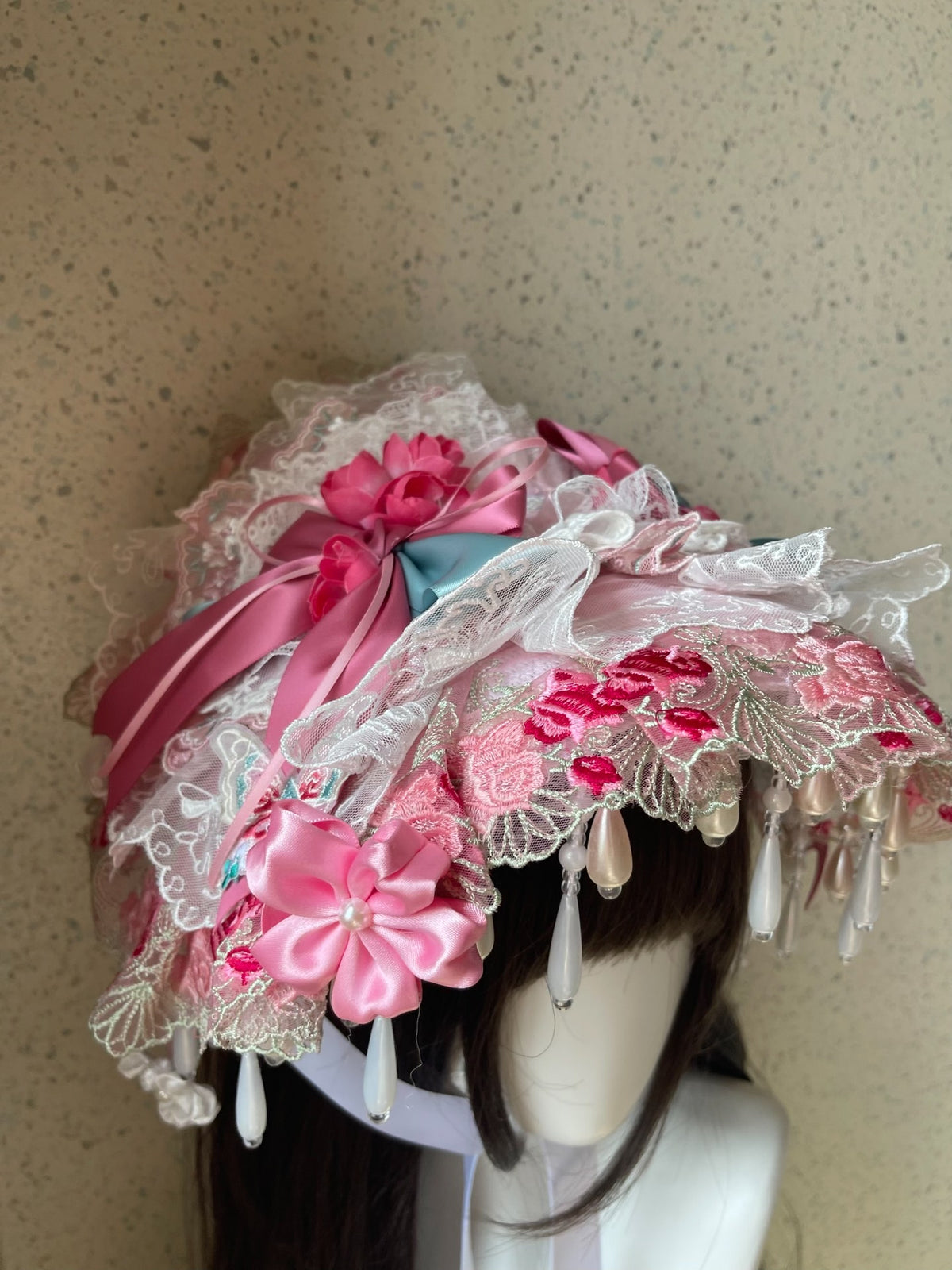 Lolita Pink Lace BNT Flat Hat