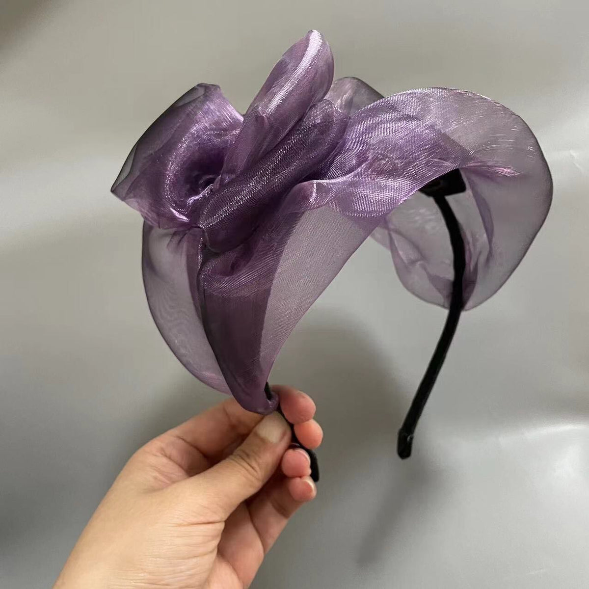 Pearl Organza Half Hat Headband Bow