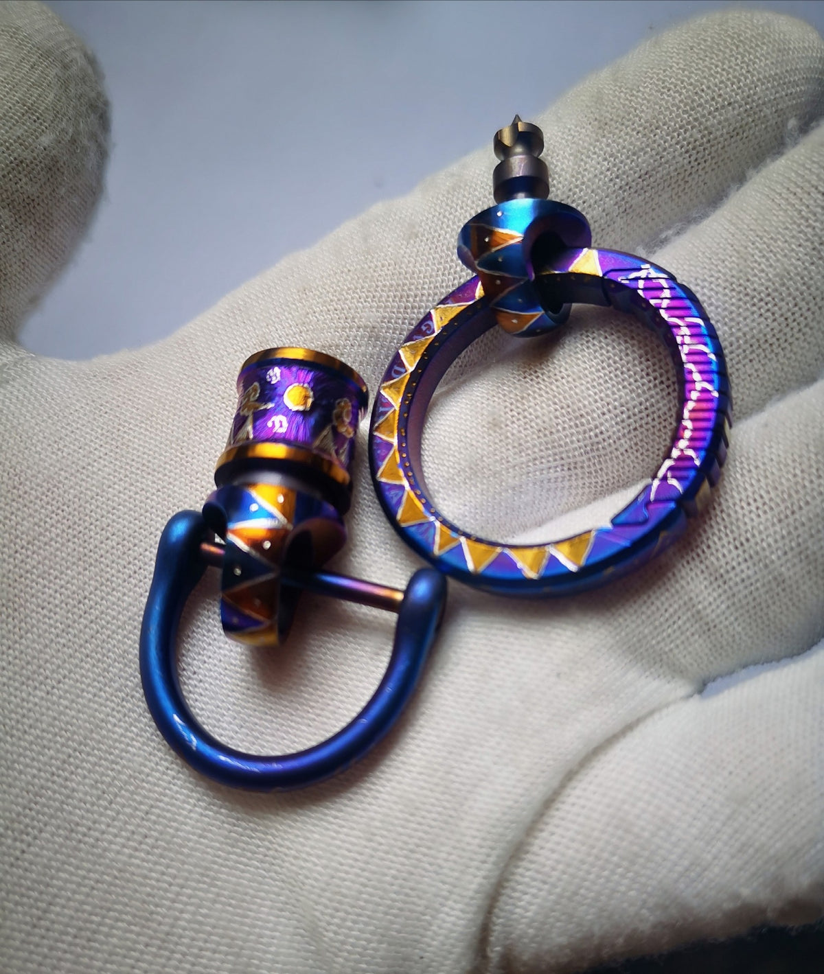 Titanium Keychain with Blue Purple Anodized Finish