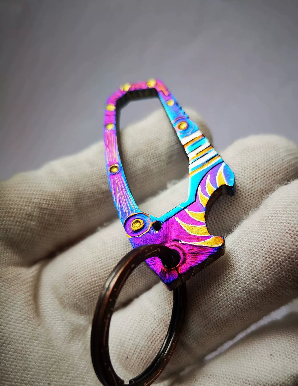 ボトルオープナー付き チタン合金キーホルダー