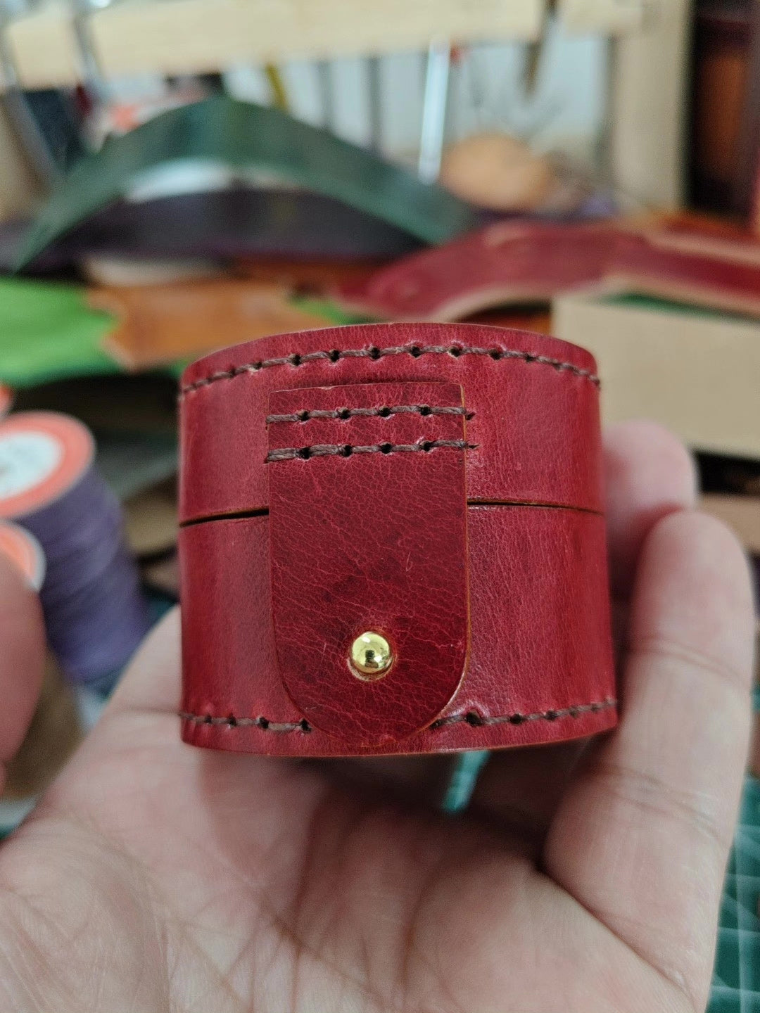 Vegetable Tanned Leather Thumb Ring Storage Case