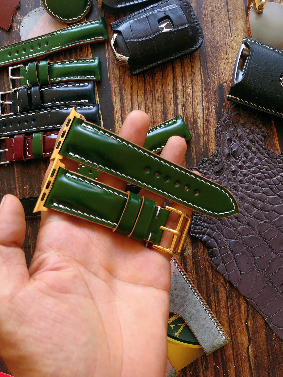 Japanese Shell Cordovan Apple Watch Strap Green