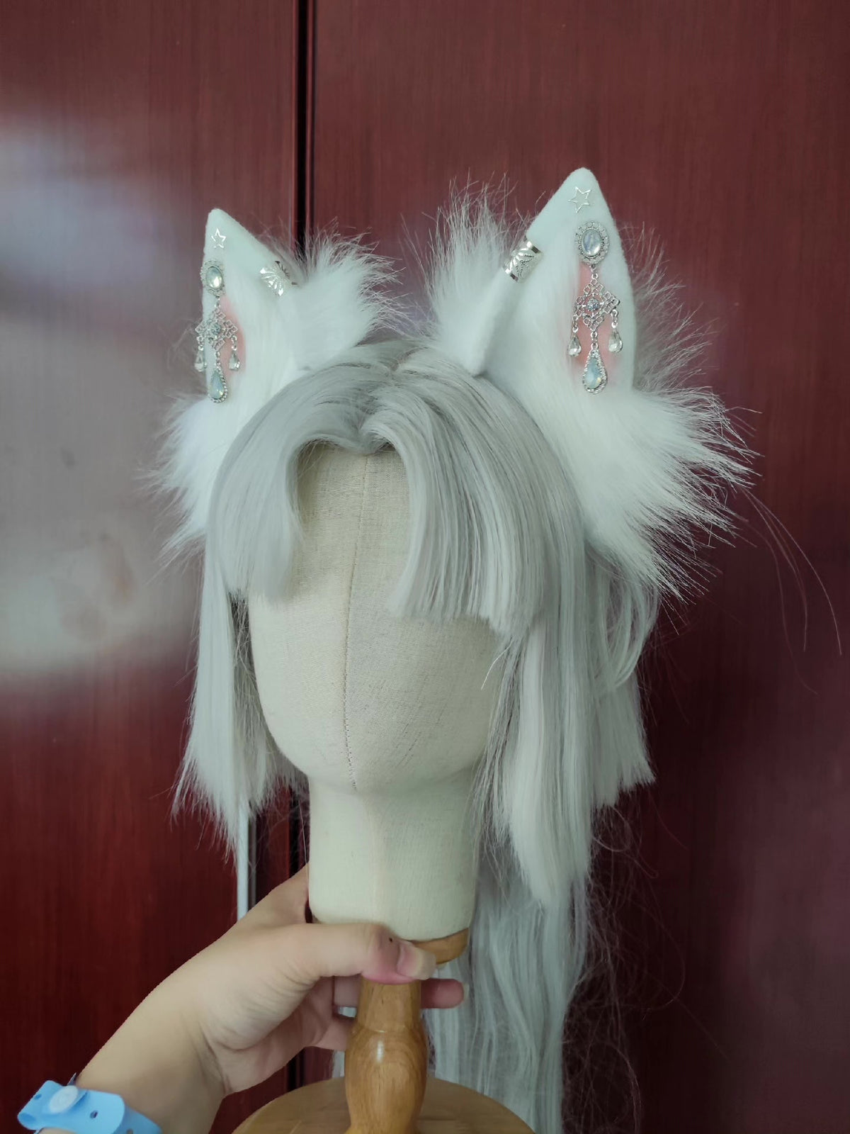 White Fox Animal Ear Headband with Crystal Decor