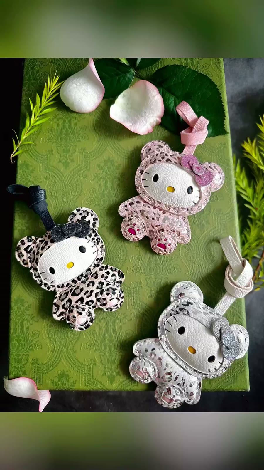 Hello Kitty Pink Leopard Leather Charm