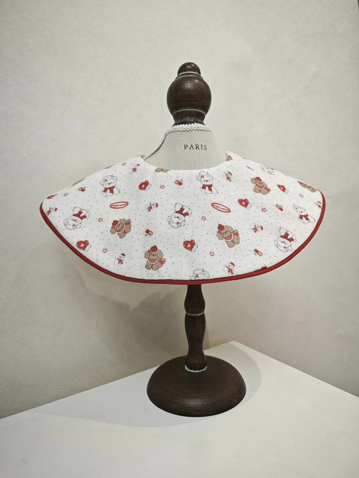 Handmade Cotton Gauze Baby Bib Red Trim