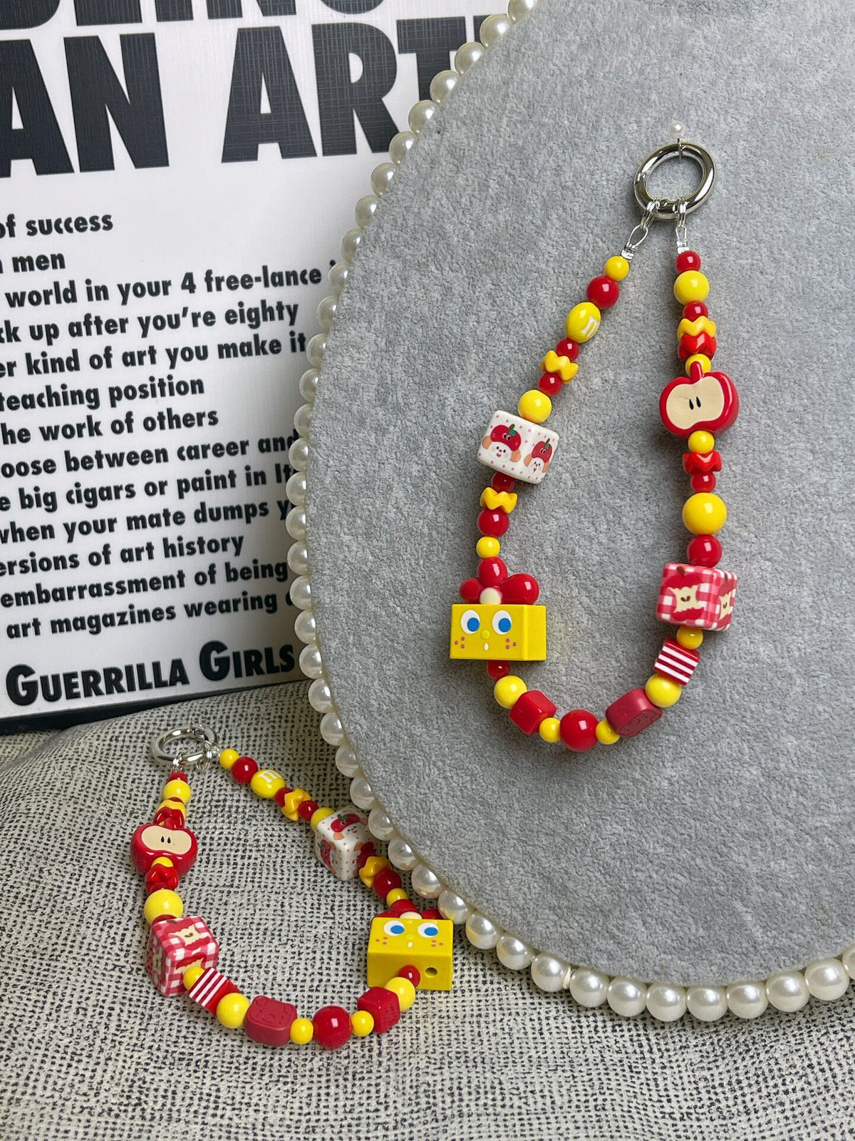 Red Apple Bead Phone Charm