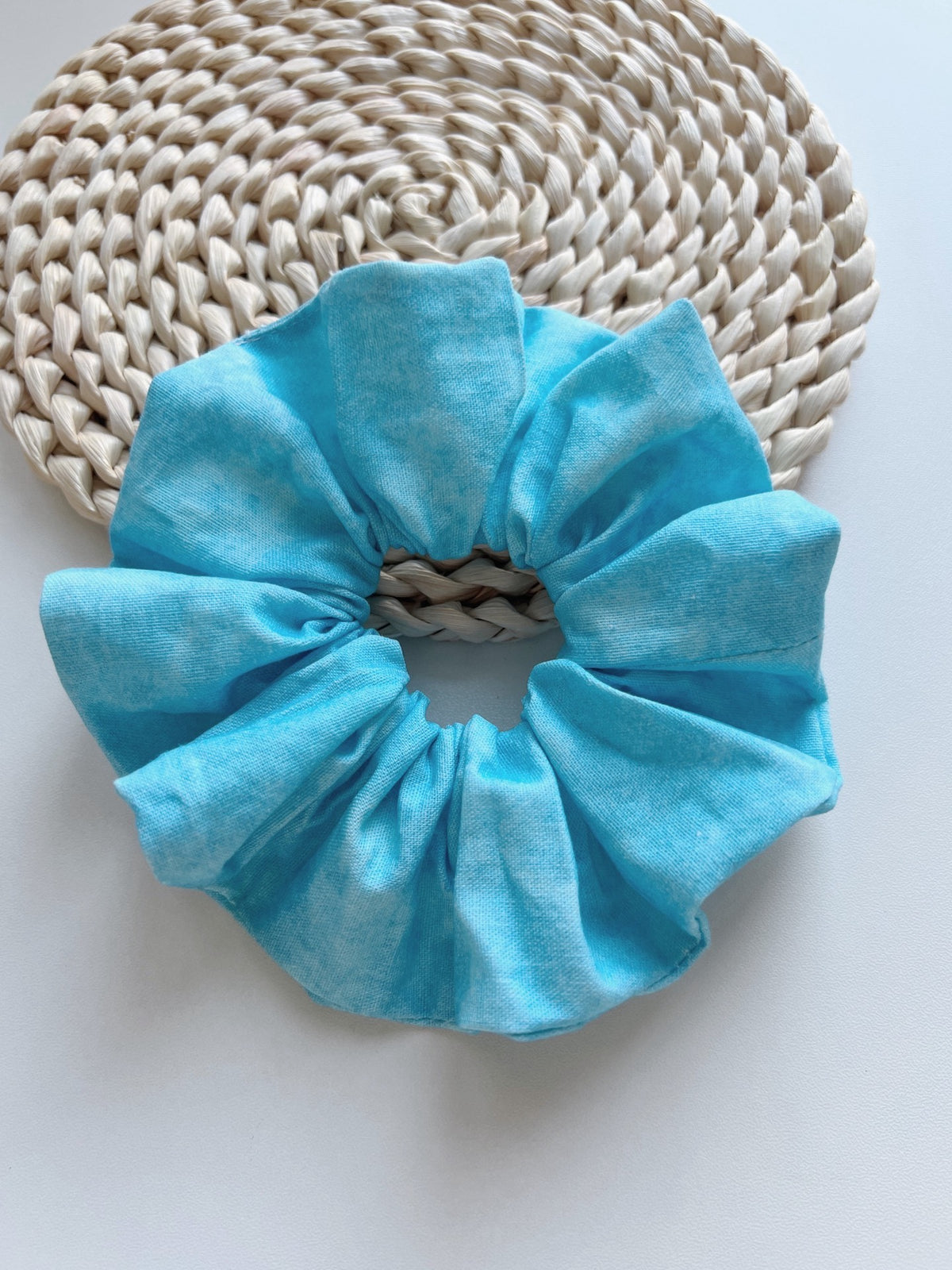 Peacock Blue Tie Dye Hair Scrunchie