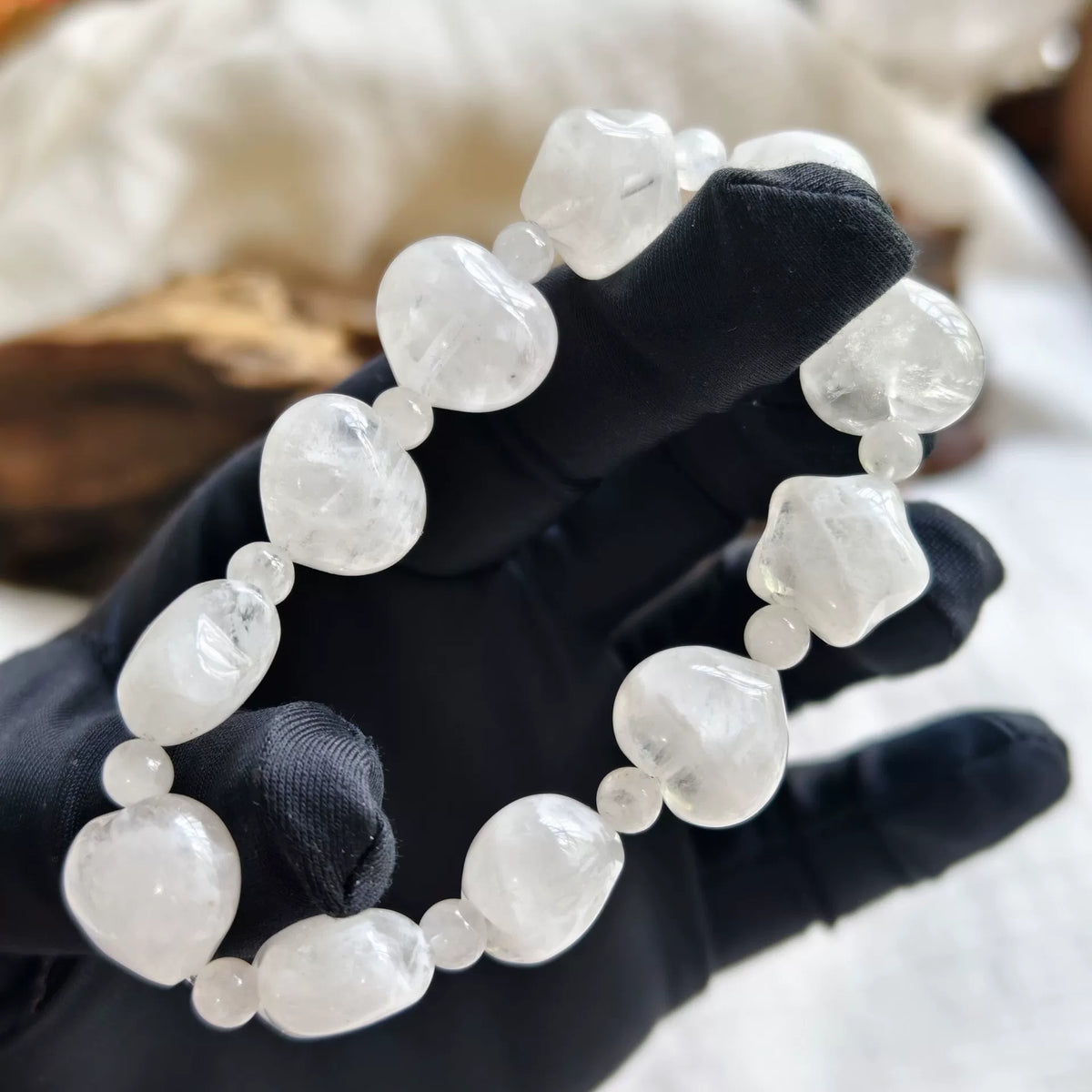 Snowflake Obsidian Star Heart Beaded Bracelet