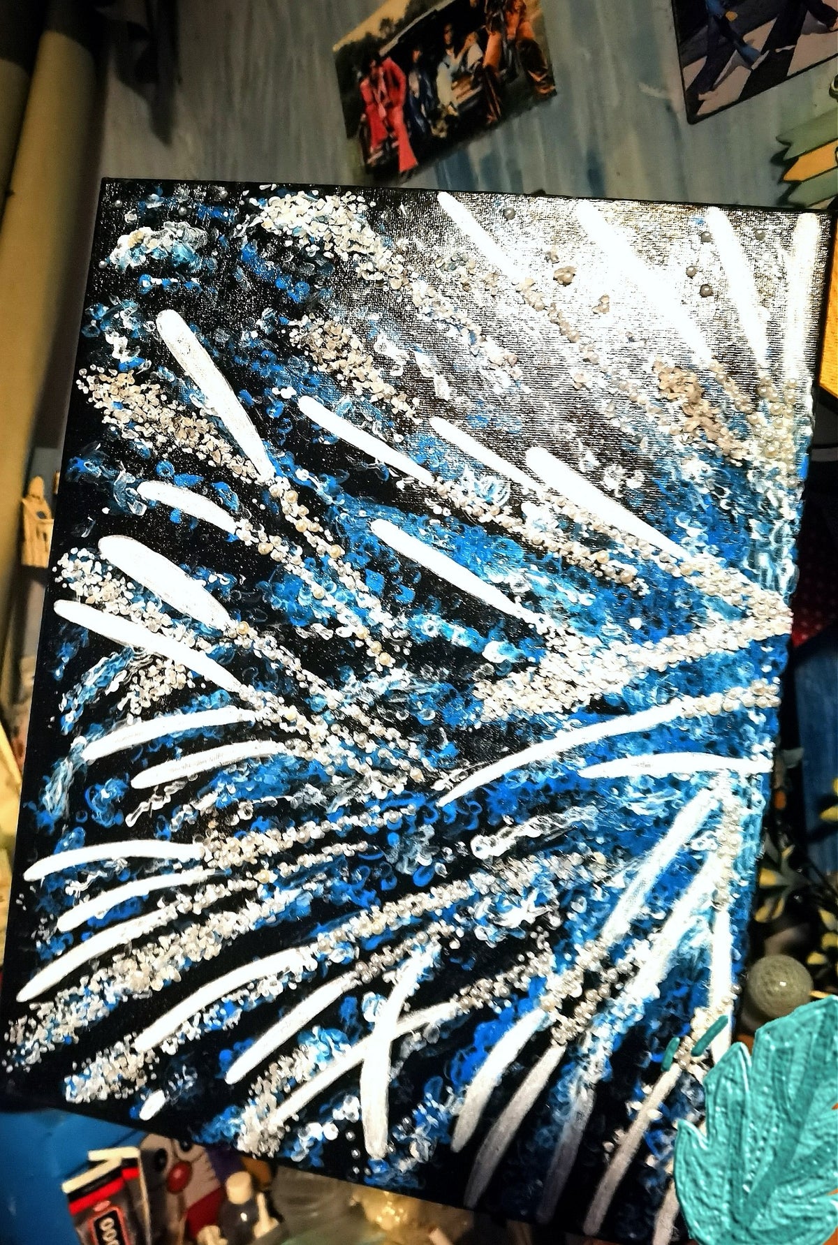 Blue Fireworks Pearl Art Painting